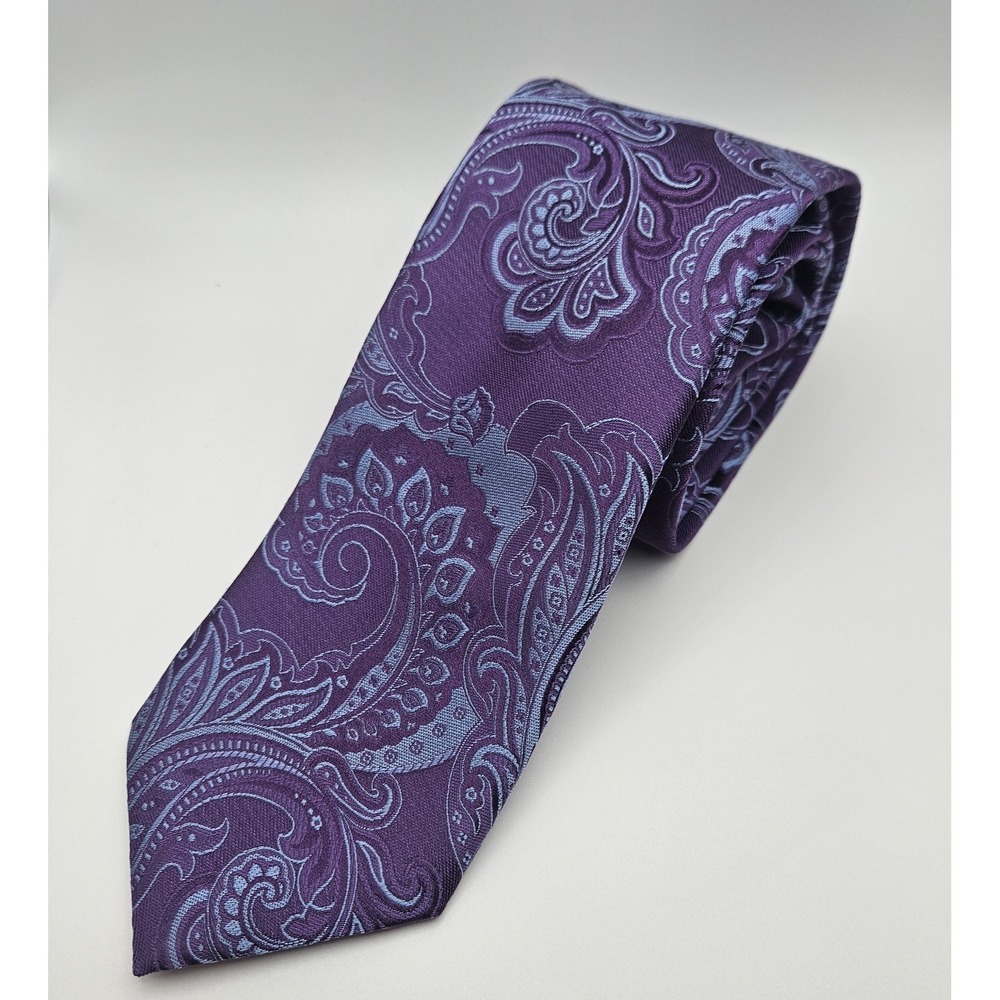 Canali 100% Italian Silk Tie Purple Paisley Classic Designer